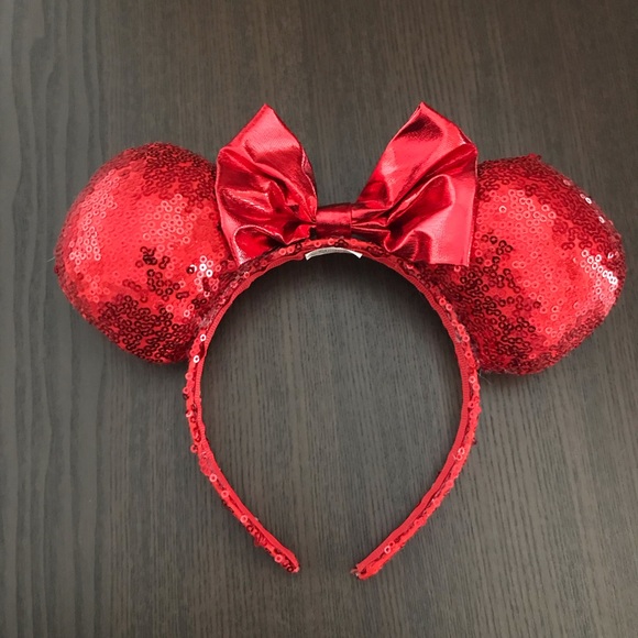 Disney Accessories - Disney Valentines Day Red Sequins Minnie Mouse Ears